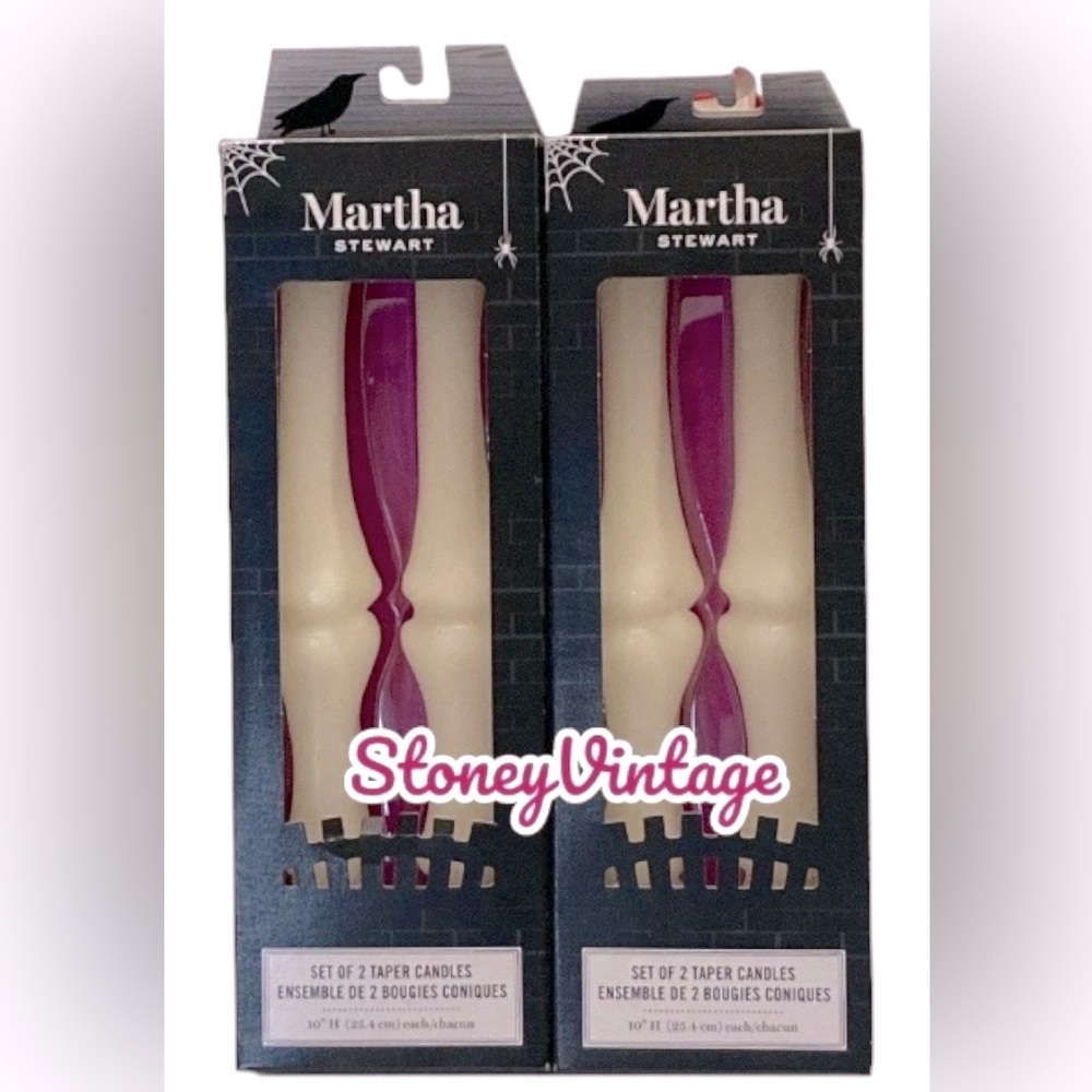 Martha Stewart Set of 4 Taper Candles Halloween Edition Skeleton Bones